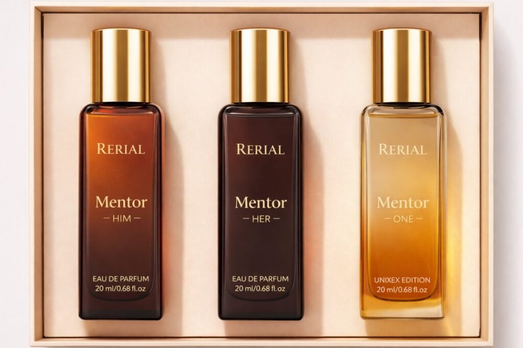 Rerial Mentor Collection perfume gift set with Him, Her and One Unisex Edition bottles